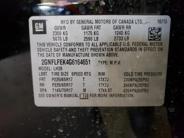 Photo 9 VIN: 2GNFLFEK4G6164651 - CHEVROLET EQUINOX LT 