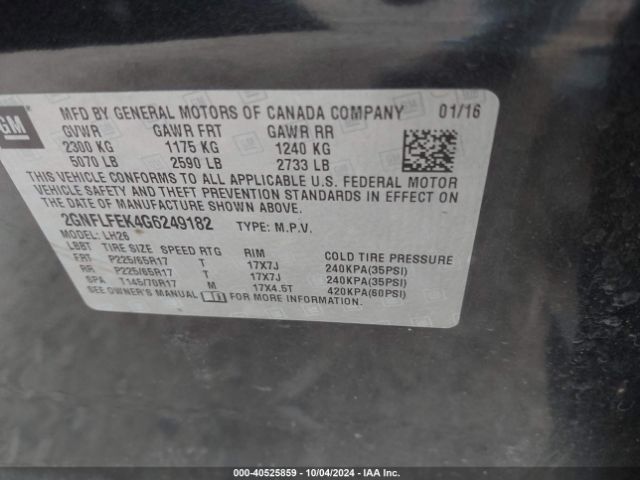 Photo 8 VIN: 2GNFLFEK4G6249182 - CHEVROLET EQUINOX 