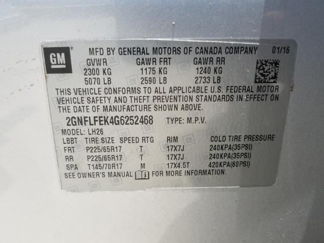 Photo 9 VIN: 2GNFLFEK4G6252468 - CHEVROLET EQUINOX 