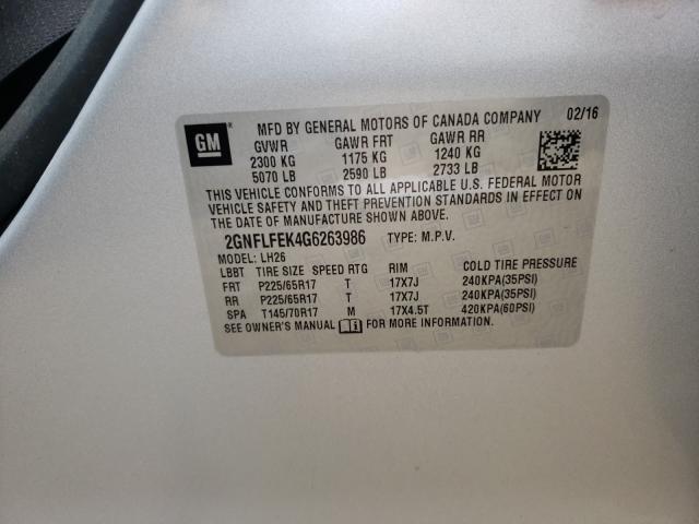 Photo 9 VIN: 2GNFLFEK4G6263986 - CHEVROLET EQUINOX LT 