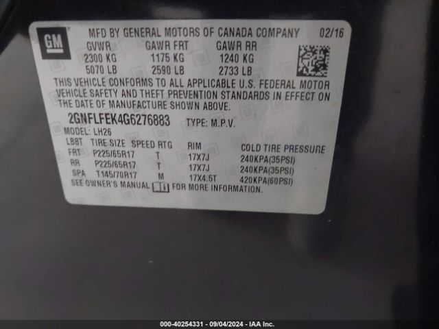 Photo 8 VIN: 2GNFLFEK4G6276883 - CHEVROLET EQUINOX 