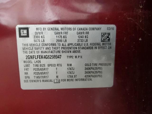 Photo 12 VIN: 2GNFLFEK4G6298947 - CHEVROLET EQUINOX LT 