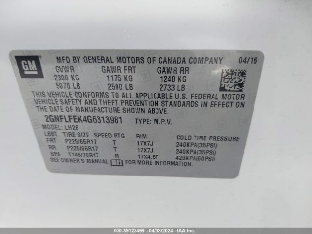 Photo 8 VIN: 2GNFLFEK4G6313981 - CHEVROLET EQUINOX 