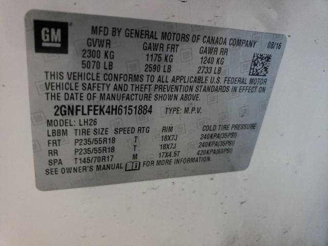 Photo 12 VIN: 2GNFLFEK4H6151884 - CHEVROLET EQUINOX 