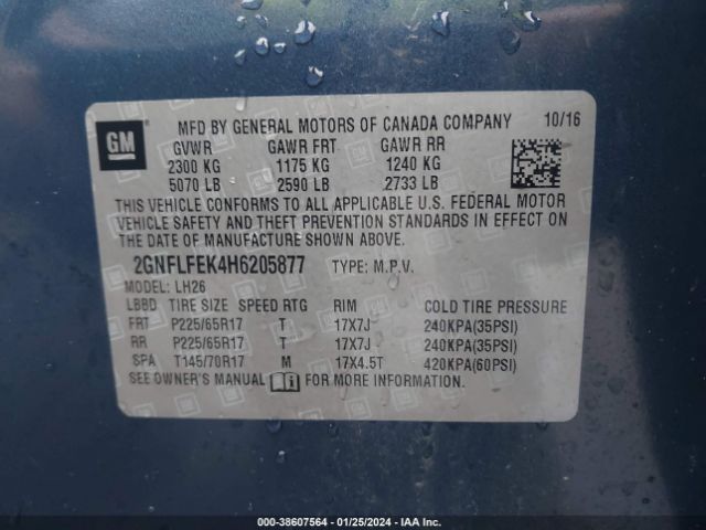 Photo 8 VIN: 2GNFLFEK4H6205877 - CHEVROLET EQUINOX 