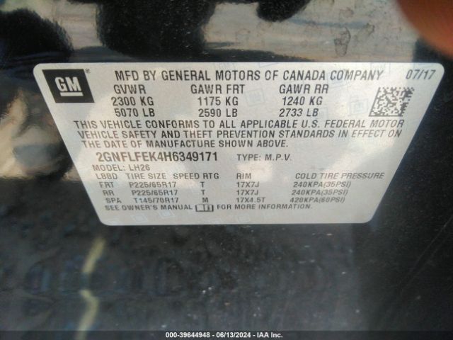 Photo 8 VIN: 2GNFLFEK4H6349171 - CHEVROLET EQUINOX 