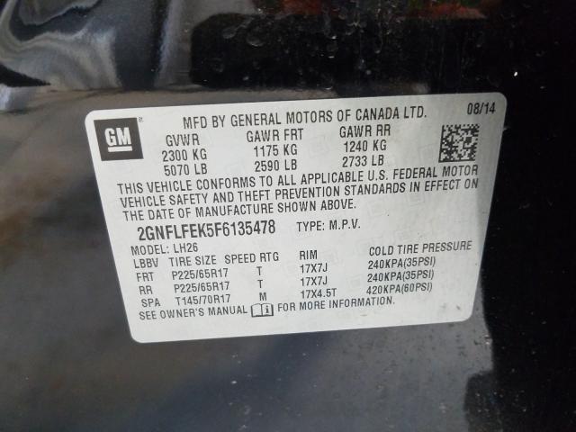 Photo 9 VIN: 2GNFLFEK5F6135478 - CHEVROLET EQUINOX LT 