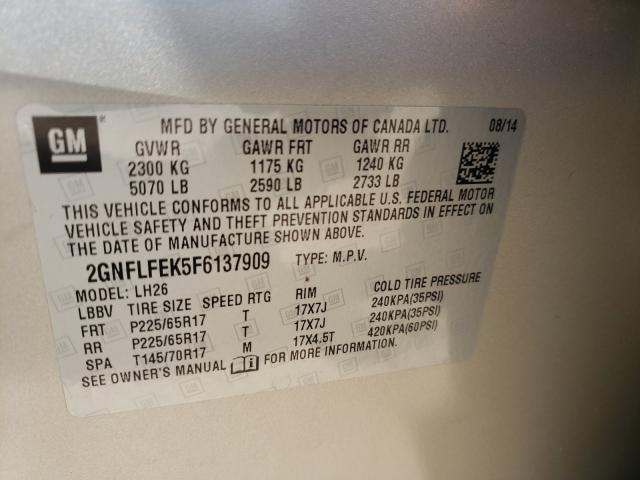 Photo 9 VIN: 2GNFLFEK5F6137909 - CHEVROLET EQUINOX LT 