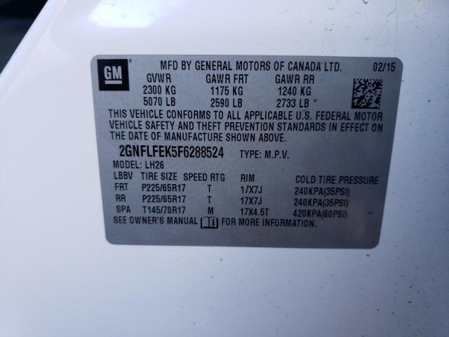 Photo 12 VIN: 2GNFLFEK5F6288524 - CHEVROLET EQUINOX LT 