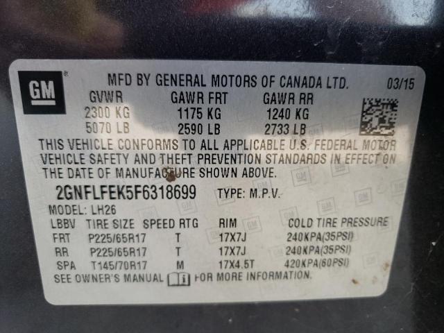 Photo 12 VIN: 2GNFLFEK5F6318699 - CHEVROLET EQUINOX LT 