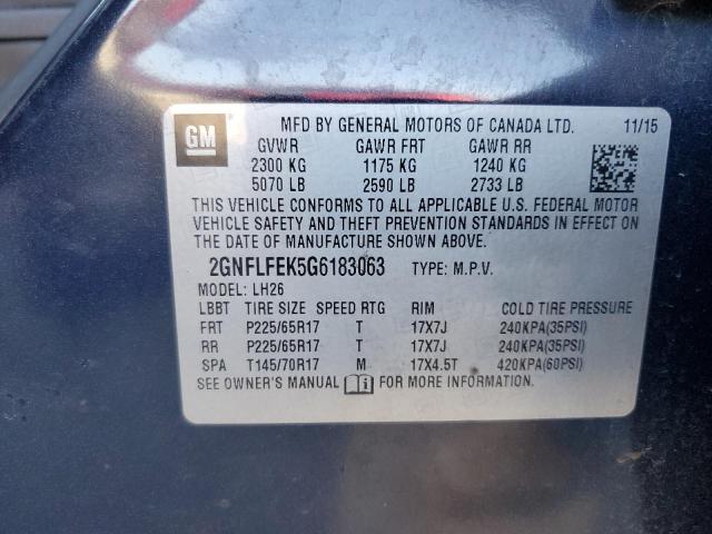 Photo 11 VIN: 2GNFLFEK5G6183063 - CHEVROLET EQUINOX LT 