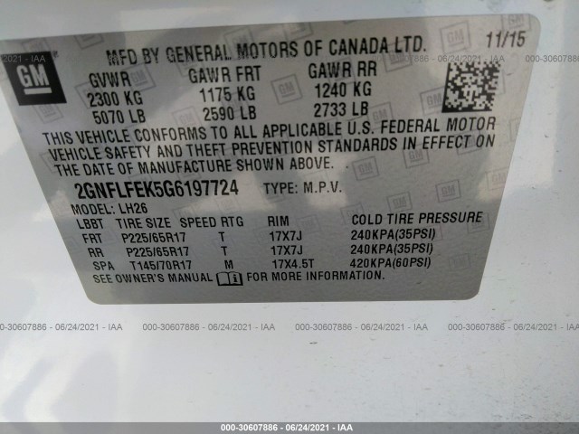 Photo 8 VIN: 2GNFLFEK5G6197724 - CHEVROLET EQUINOX 