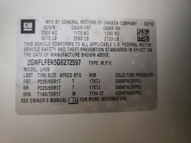 Photo 9 VIN: 2GNFLFEK5G6272597 - CHEVROLET EQUINOX LT 