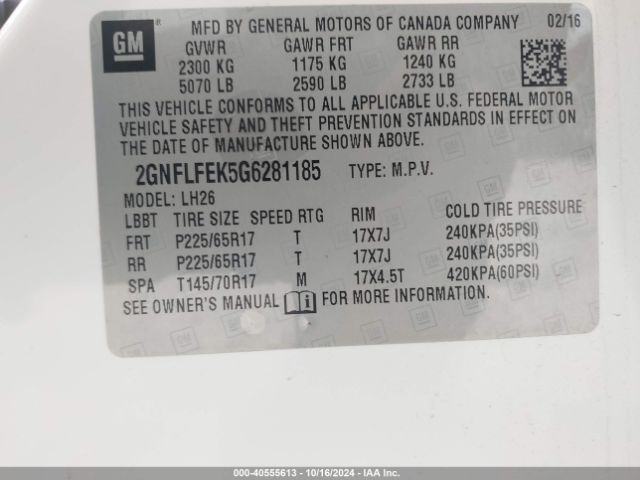 Photo 8 VIN: 2GNFLFEK5G6281185 - CHEVROLET EQUINOX 