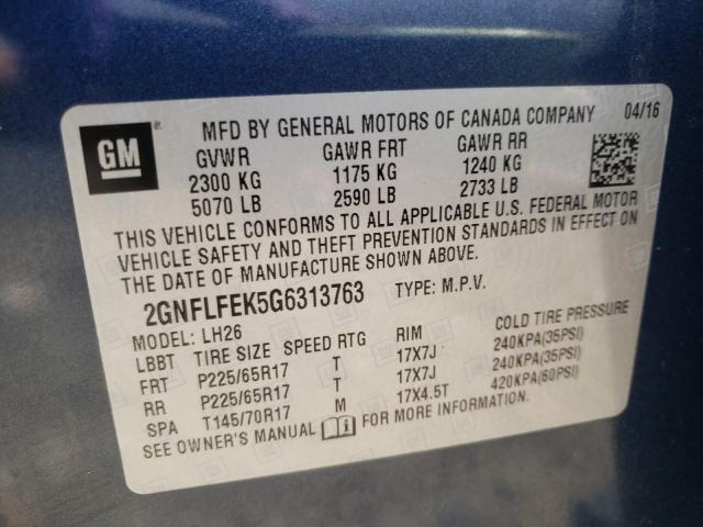 Photo 9 VIN: 2GNFLFEK5G6313763 - CHEVROLET EQUINOX LT 