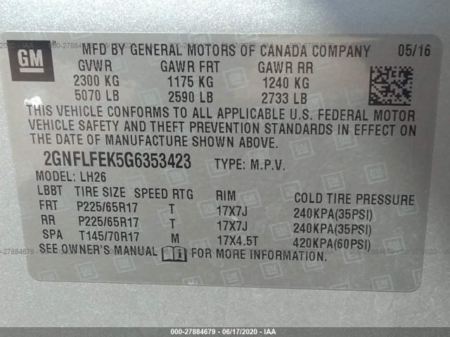 Photo 8 VIN: 2GNFLFEK5G6353423 - CHEVROLET EQUINOX 