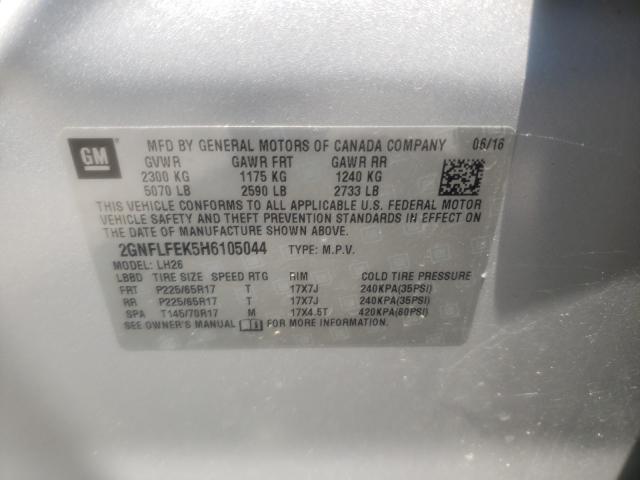 Photo 9 VIN: 2GNFLFEK5H6105044 - CHEVROLET EQUINOX LT 