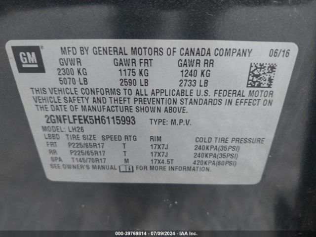 Photo 8 VIN: 2GNFLFEK5H6115993 - CHEVROLET EQUINOX 