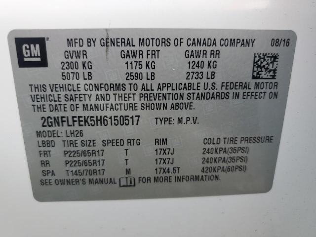 Photo 12 VIN: 2GNFLFEK5H6150517 - CHEVROLET EQUINOX LT 