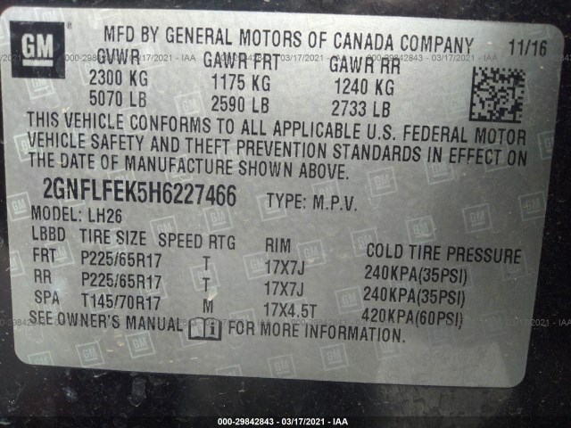 Photo 8 VIN: 2GNFLFEK5H6227466 - CHEVROLET EQUINOX 