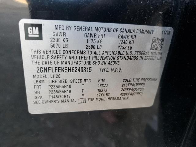 Photo 12 VIN: 2GNFLFEK5H6240315 - CHEVROLET EQUINOX LT 