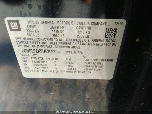 Photo 8 VIN: 2GNFLFEK5H6268390 - CHEVROLET EQUINOX 