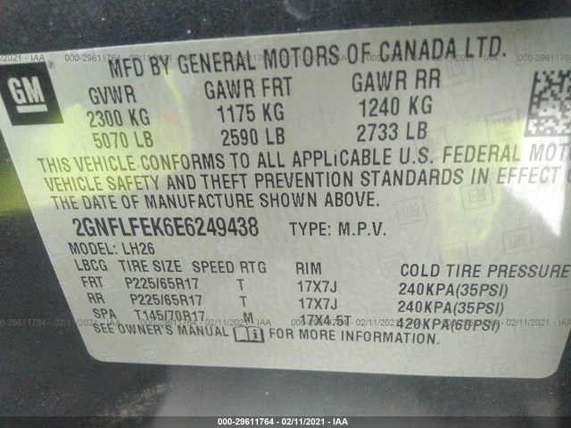 Photo 8 VIN: 2GNFLFEK6E6249438 - CHEVROLET EQUINOX 