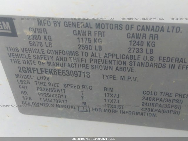 Photo 8 VIN: 2GNFLFEK6E6309718 - CHEVROLET EQUINOX 