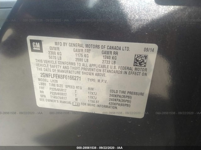 Photo 8 VIN: 2GNFLFEK6F6166271 - CHEVROLET EQUINOX 