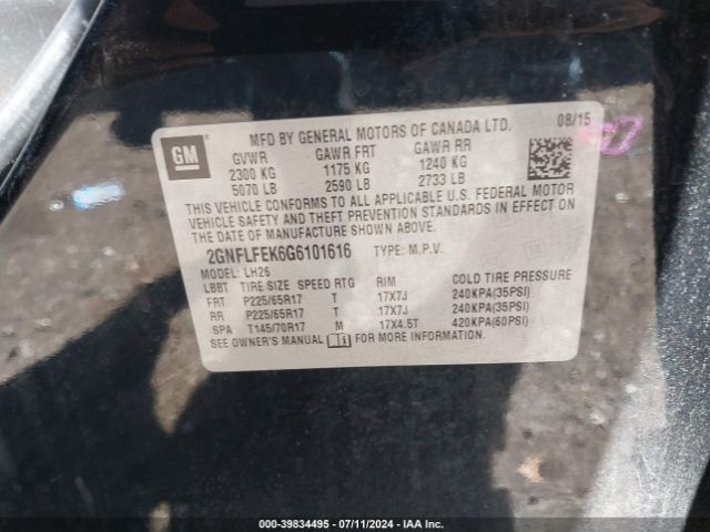 Photo 8 VIN: 2GNFLFEK6G6101616 - CHEVROLET EQUINOX 