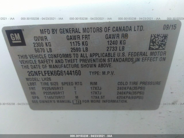 Photo 8 VIN: 2GNFLFEK6G6144160 - CHEVROLET EQUINOX 