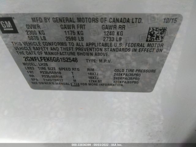 Photo 8 VIN: 2GNFLFEK6G6152548 - CHEVROLET EQUINOX 