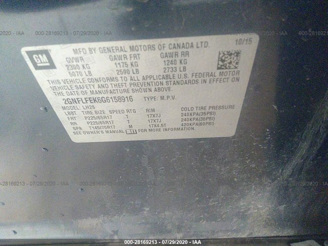 Photo 8 VIN: 2GNFLFEK6G6158916 - CHEVROLET EQUINOX 