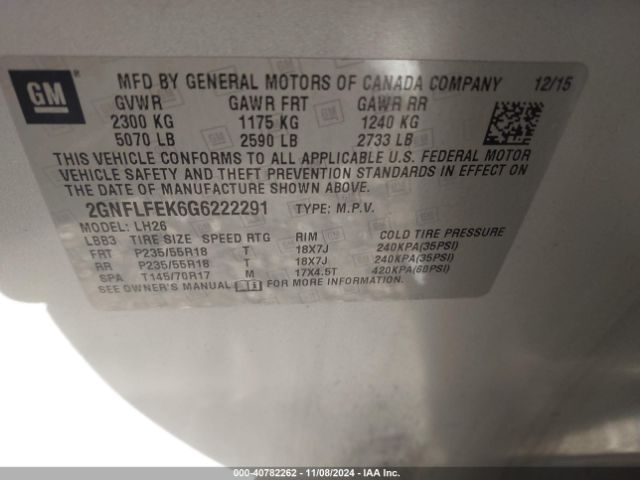 Photo 8 VIN: 2GNFLFEK6G6222291 - CHEVROLET EQUINOX 