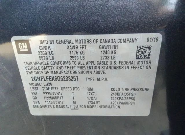 Photo 8 VIN: 2GNFLFEK6G6233257 - CHEVROLET EQUINOX 