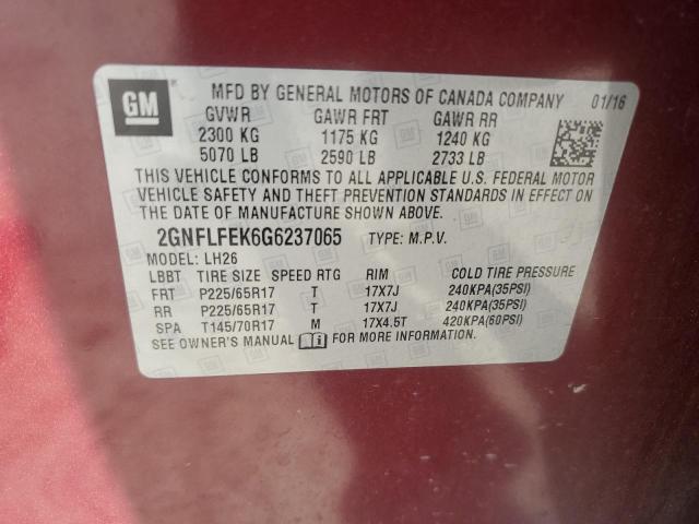 Photo 12 VIN: 2GNFLFEK6G6237065 - CHEVROLET EQUINOX LT 