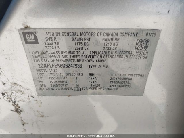 Photo 8 VIN: 2GNFLFEK6G6247983 - CHEVROLET EQUINOX 