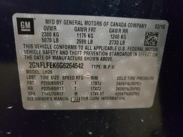 Photo 9 VIN: 2GNFLFEK6G6264542 - CHEVROLET EQUINOX LT 