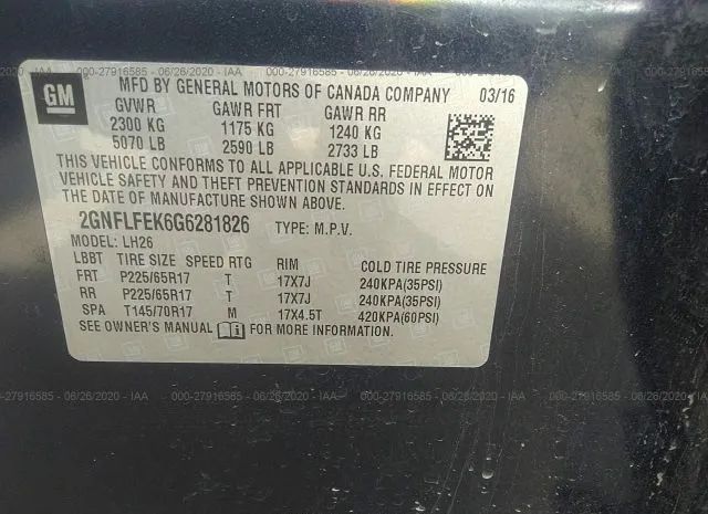 Photo 8 VIN: 2GNFLFEK6G6281826 - CHEVROLET EQUINOX 