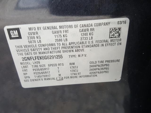 Photo 9 VIN: 2GNFLFEK6G6291255 - CHEVROLET EQUINOX LT 