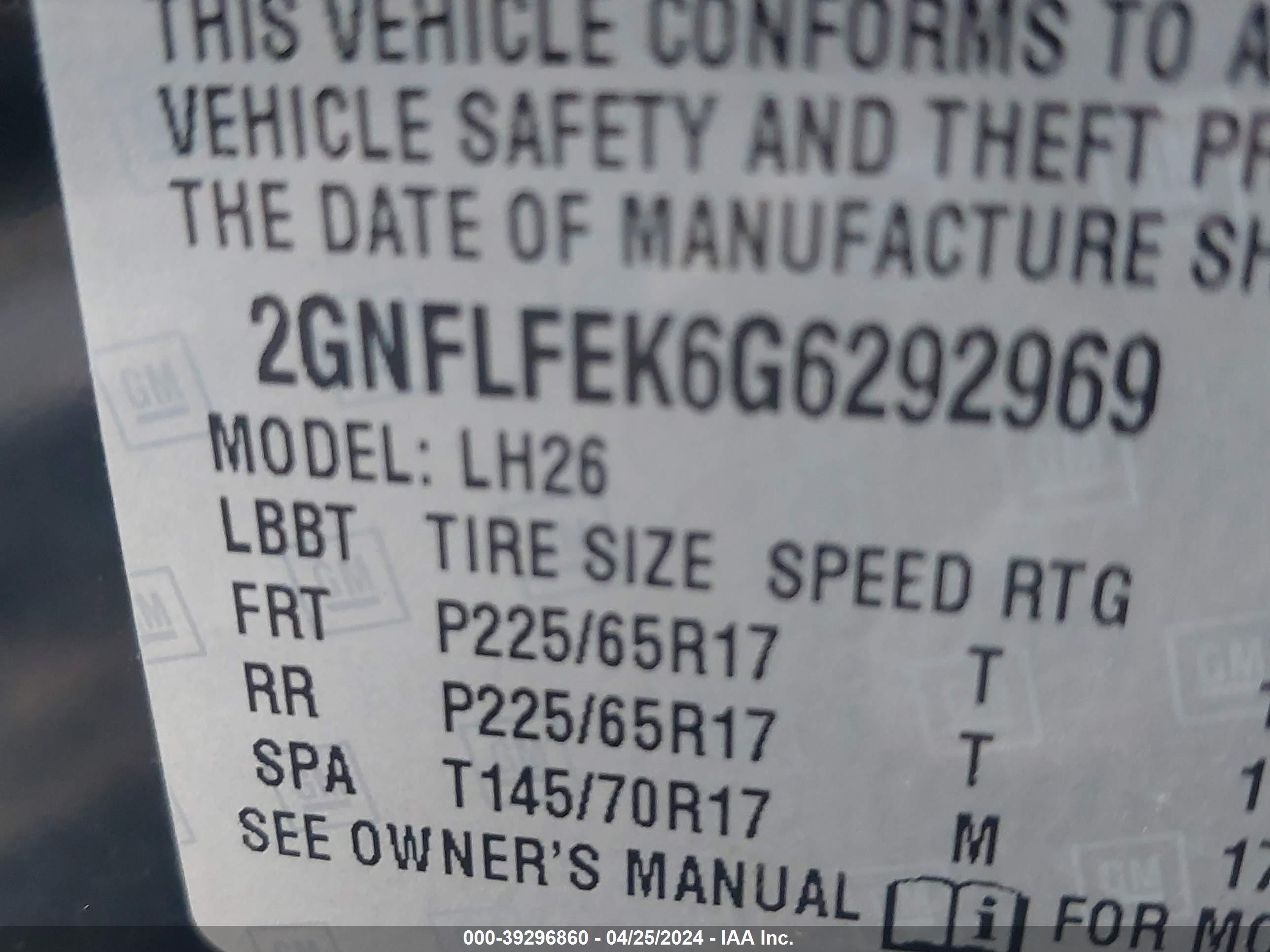 Photo 4 VIN: 2GNFLFEK6G6292969 - CHEVROLET EQUINOX 