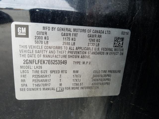 Photo 9 VIN: 2GNFLFEK7E6253949 - CHEVROLET EQUINOX LT 