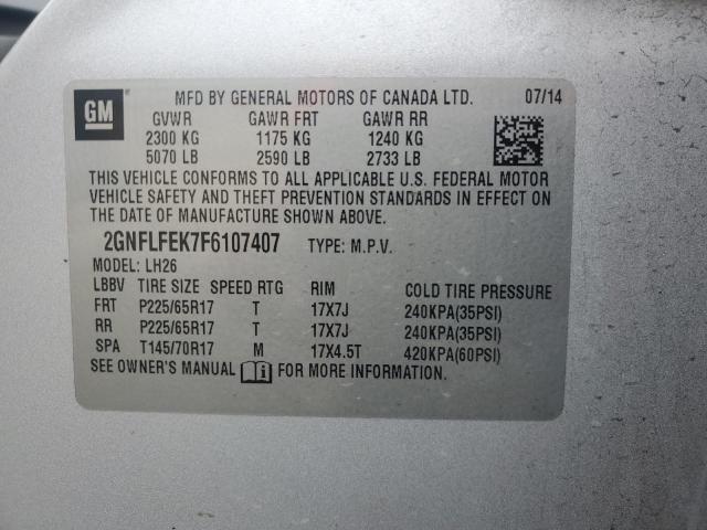 Photo 12 VIN: 2GNFLFEK7F6107407 - CHEVROLET EQUINOX LT 