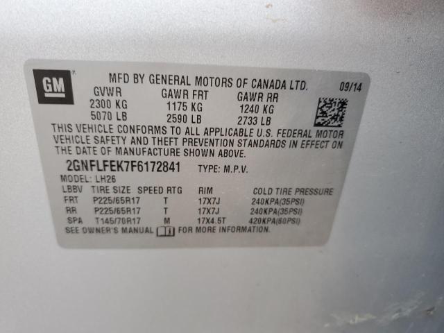 Photo 12 VIN: 2GNFLFEK7F6172841 - CHEVROLET EQUINOX LT 