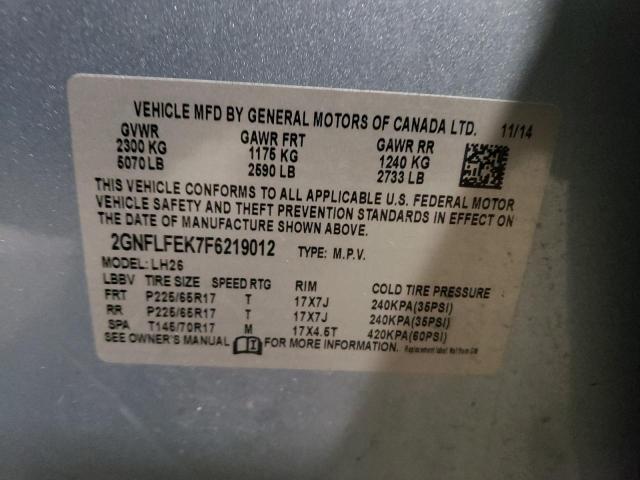 Photo 12 VIN: 2GNFLFEK7F6219012 - CHEVROLET EQUINOX 