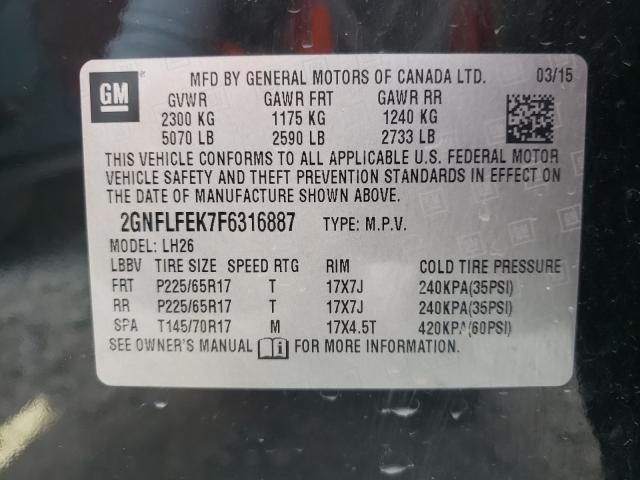 Photo 9 VIN: 2GNFLFEK7F6316887 - CHEVROLET EQUINOX LT 