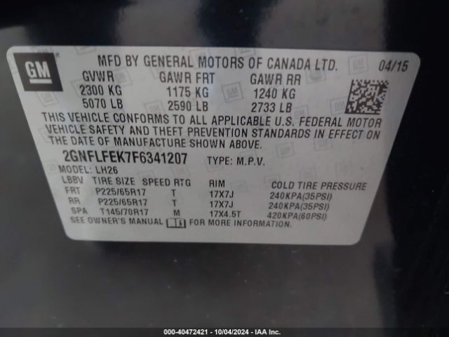 Photo 8 VIN: 2GNFLFEK7F6341207 - CHEVROLET EQUINOX 