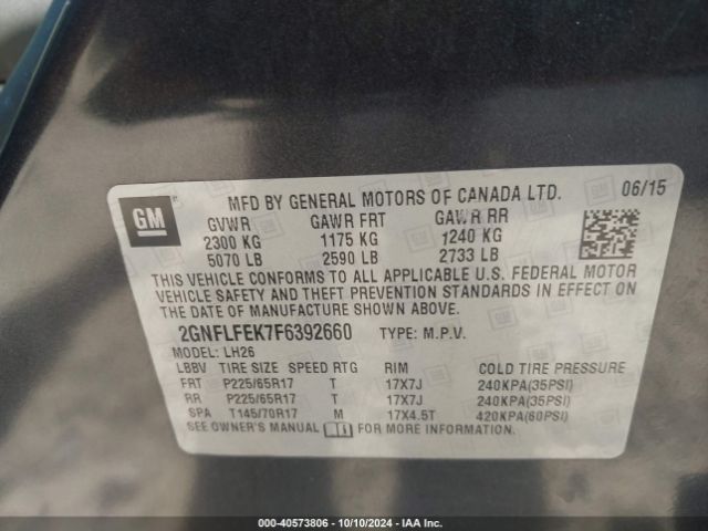 Photo 8 VIN: 2GNFLFEK7F6392660 - CHEVROLET EQUINOX 