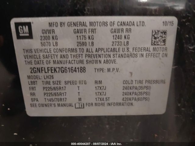 Photo 8 VIN: 2GNFLFEK7G6164188 - CHEVROLET EQUINOX 