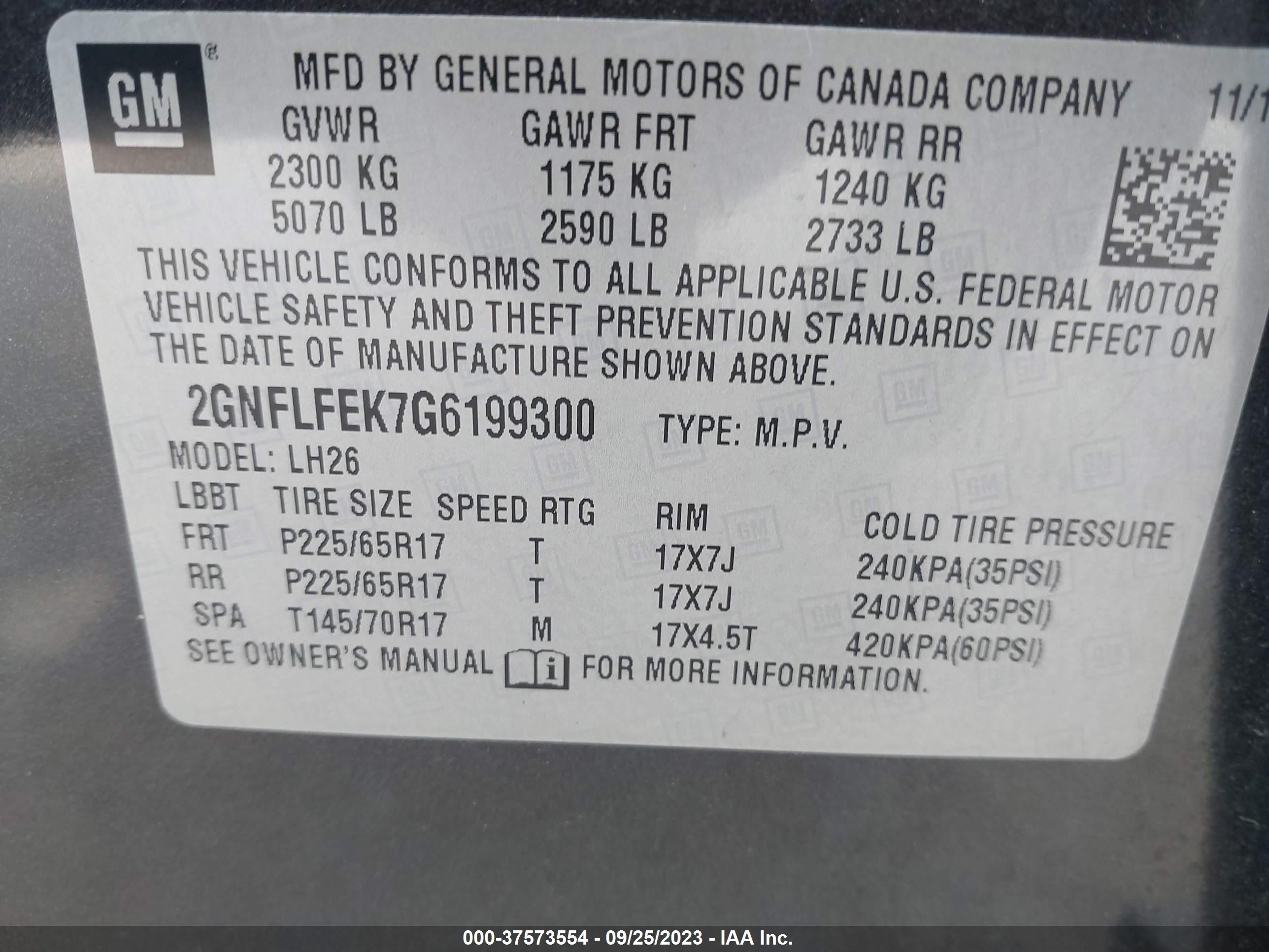 Photo 8 VIN: 2GNFLFEK7G6199300 - CHEVROLET EQUINOX 